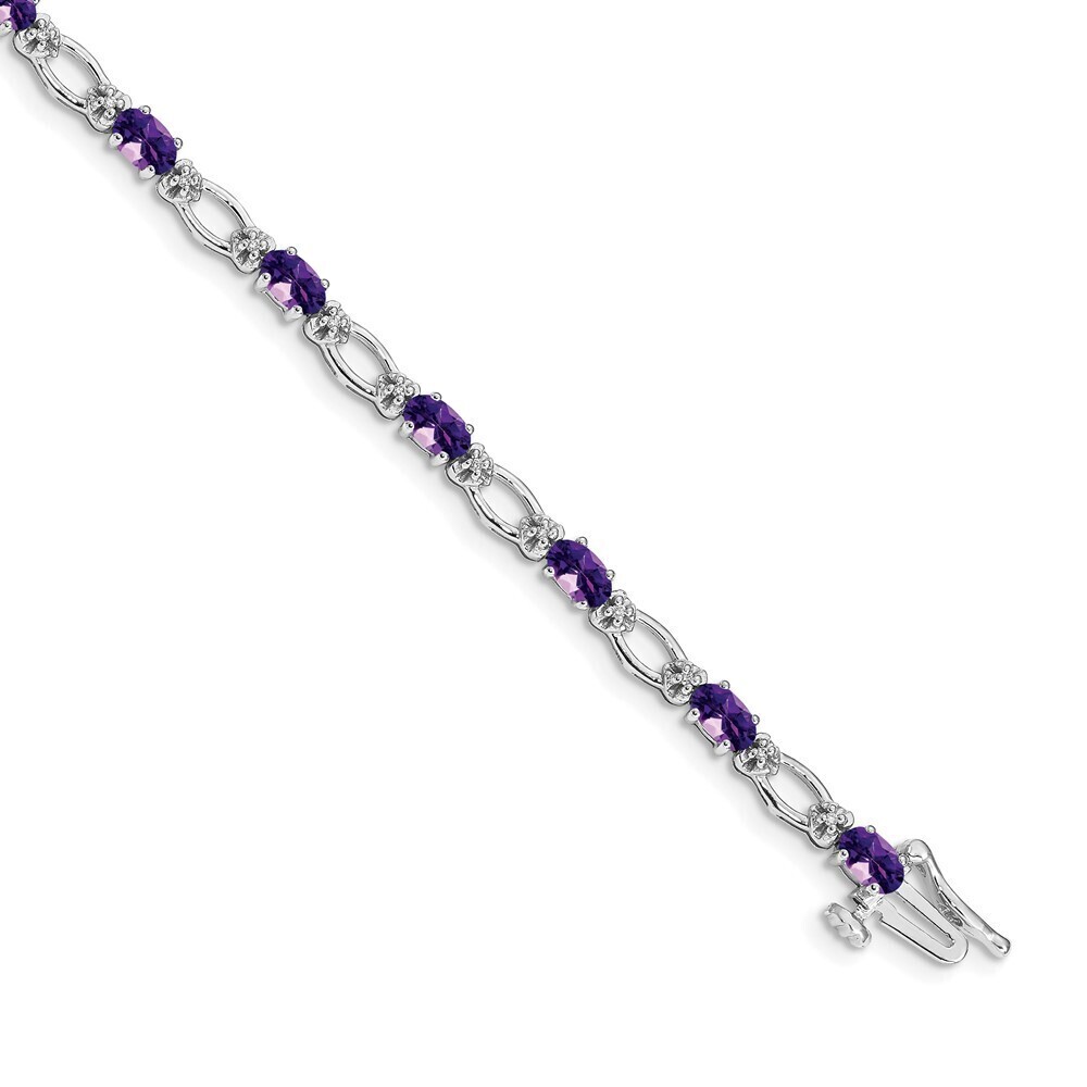Kazi Luxury 14k White Gold Diamond and Amethyst Bracelet